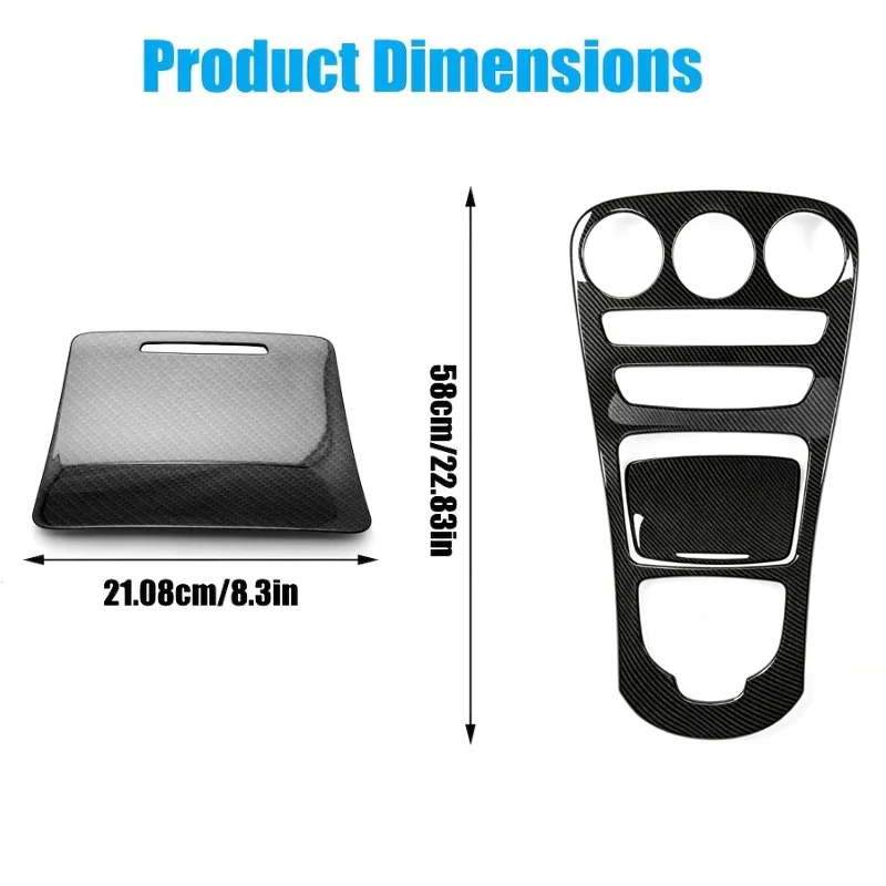 Car Fascias for C-Class & GLC-Class 14-18 Center Console Gear Shift Panel Frame Cover Trim-Auto Interior Accessory Without Clock