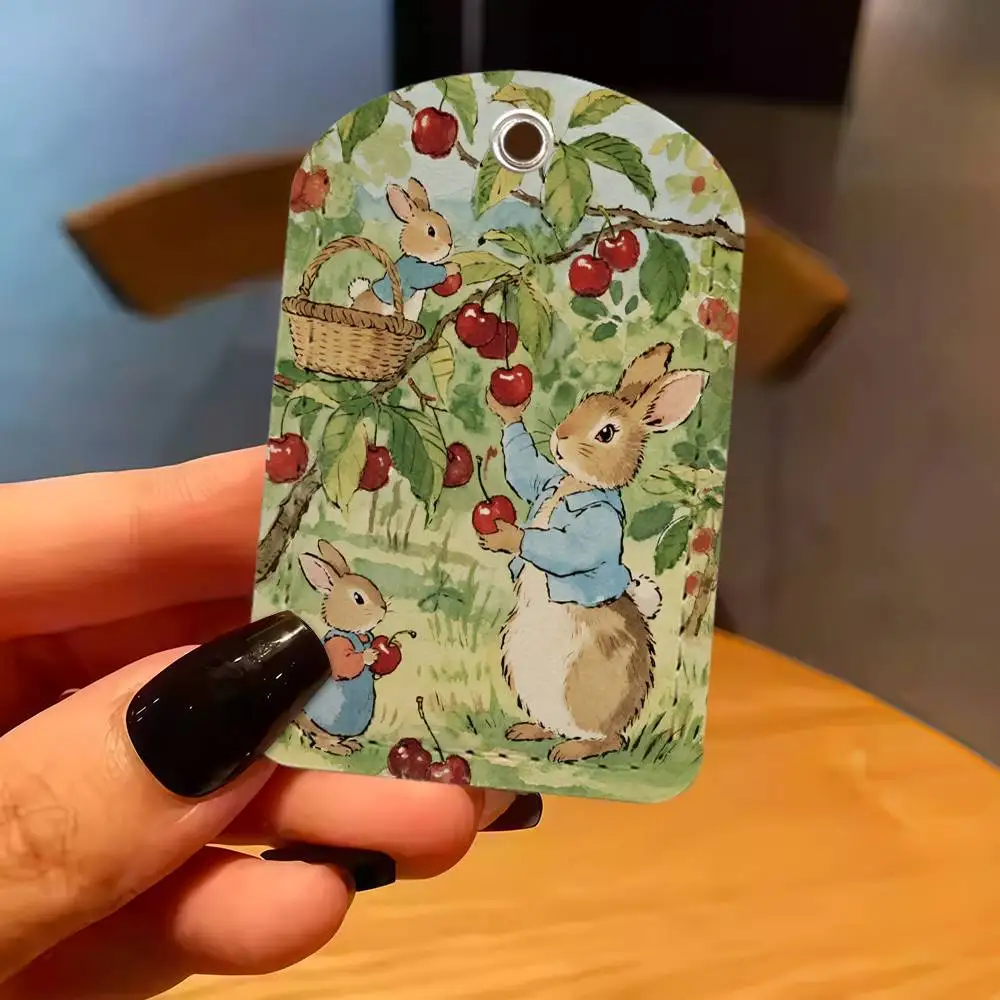 كارتون P-PeTEr-R R-RabBIt-T بطاقة وصول منزل الحافلة الغطاء الواقي سلسلة مفاتيح مستطيلة للمدرسة من جلد البولي يوريثان معرف الأكثر مبيعًا #6