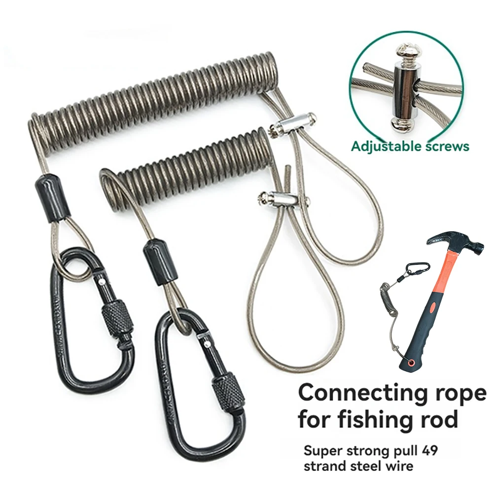 Elastic Coil Tool Missed Rope Lockable Stretch Climbing Buckle Rope Heavy Duty Safety Rope for Hammer Wrench Electric Drill