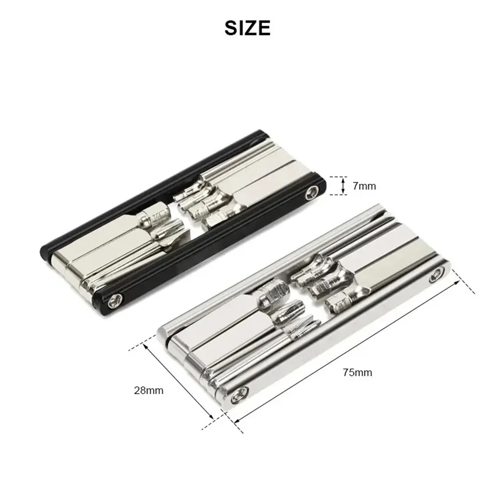 8 in 1 Function Portable Multi Bicycle Repair Tool: CR-V Steel Hex Spoke Wrench Motorcycle Cycle Screwdriver LK-AA499
