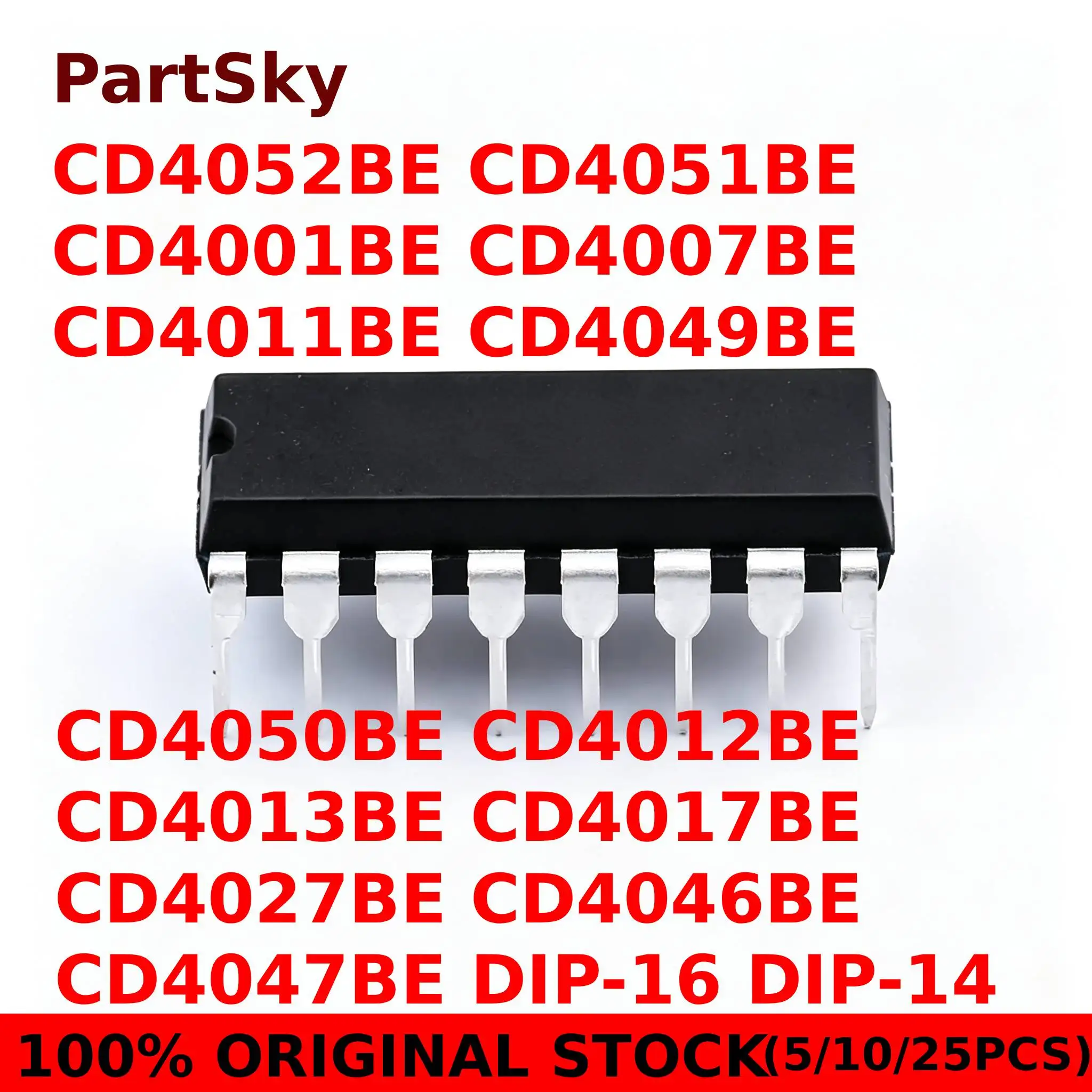 5-25Pcs CD4017BE CD4001 CD4007 CD4011 CD4012 CD4013 CD4017 CD4027 CD4046 CD4047 CD4049 CD4050 CD4051 CD4052 DIP16 DIP14 IC Chip