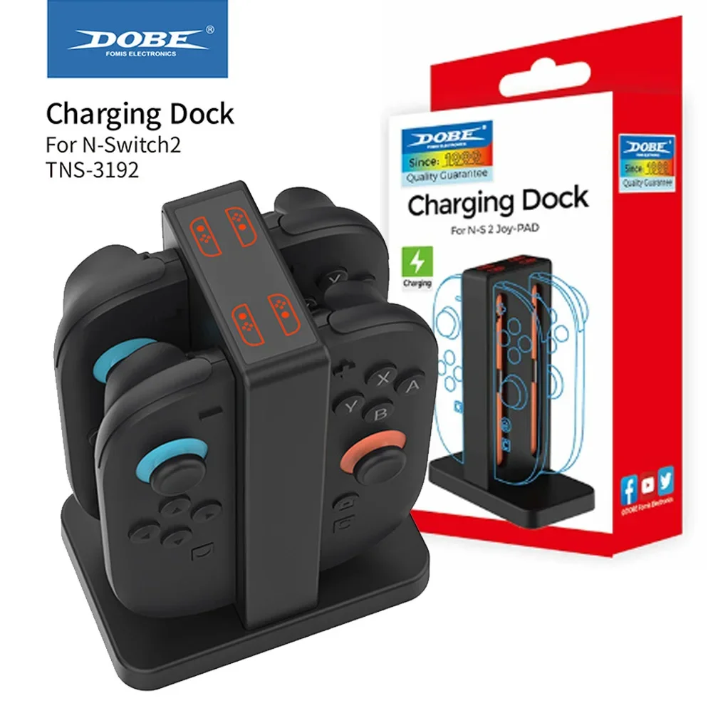 

Зарядная станция для геймпада 4 в 1 для Switch2, подставка для зарядки с левой и правой ручкой и RGB-подсветкой, аксессуары для игр