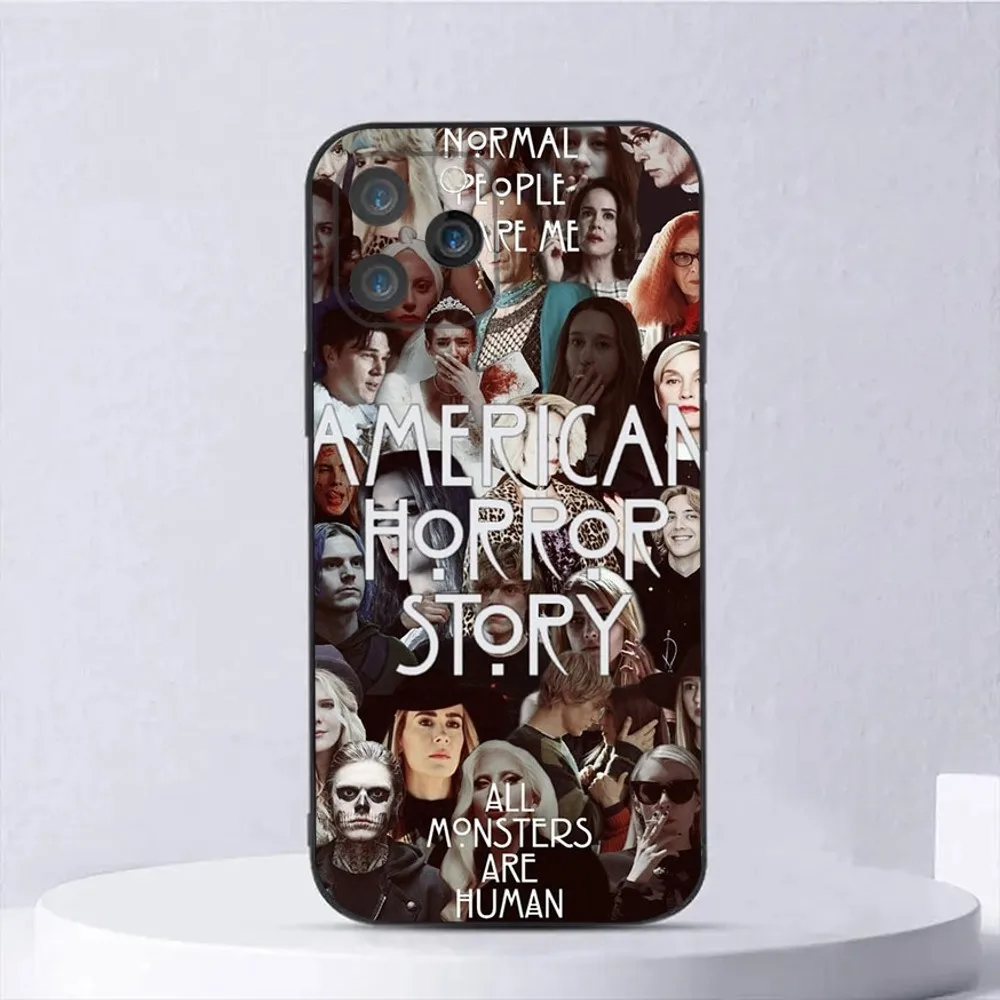 A-AHS-S A-American H-Horror S-Story Phone Case For iPhone 15,14,13,12,11,Plus,Pro Max,XS,X,XR,SE,Mini,8,7 ilicone Black Cover