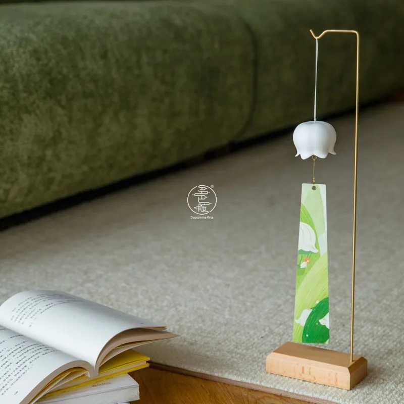 Dopamine Lily of the Valley Wind Chime Mini Cute Bone China Japanese Style Happy Healing Home Sound Decor Garden Patio Ornament