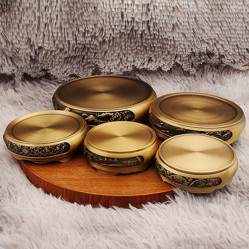 Brass Base round Chinese Style Retro Ornaments Household Indoor Incense Burner Base Cornucopia Base
