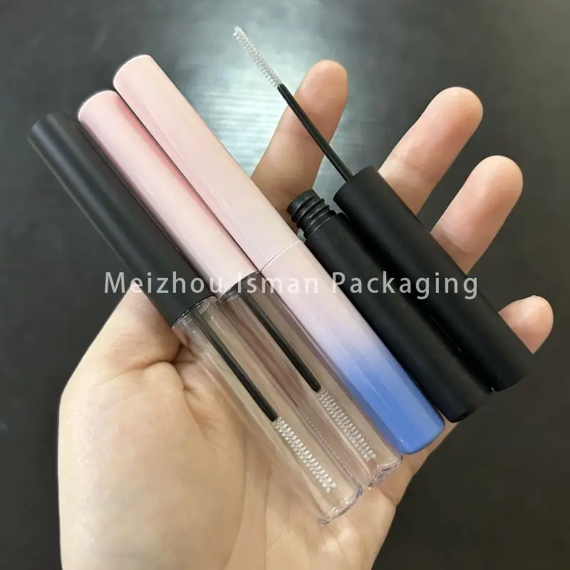 50Pcs 4ml slim black gradient pink mascara container packaging long eyelash bottle clear tube with wands soft brush