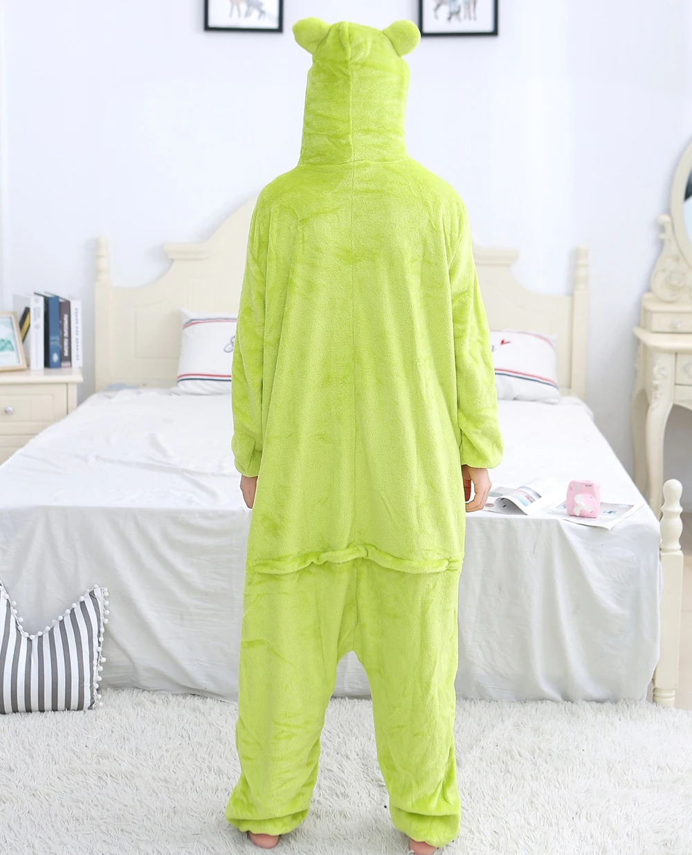 Kigurumi Adult Halloween Onesie Flannel Warm Pajamas Anime Unisex Cosplay One Piece Frog Family Christmas Party Costume Homewear