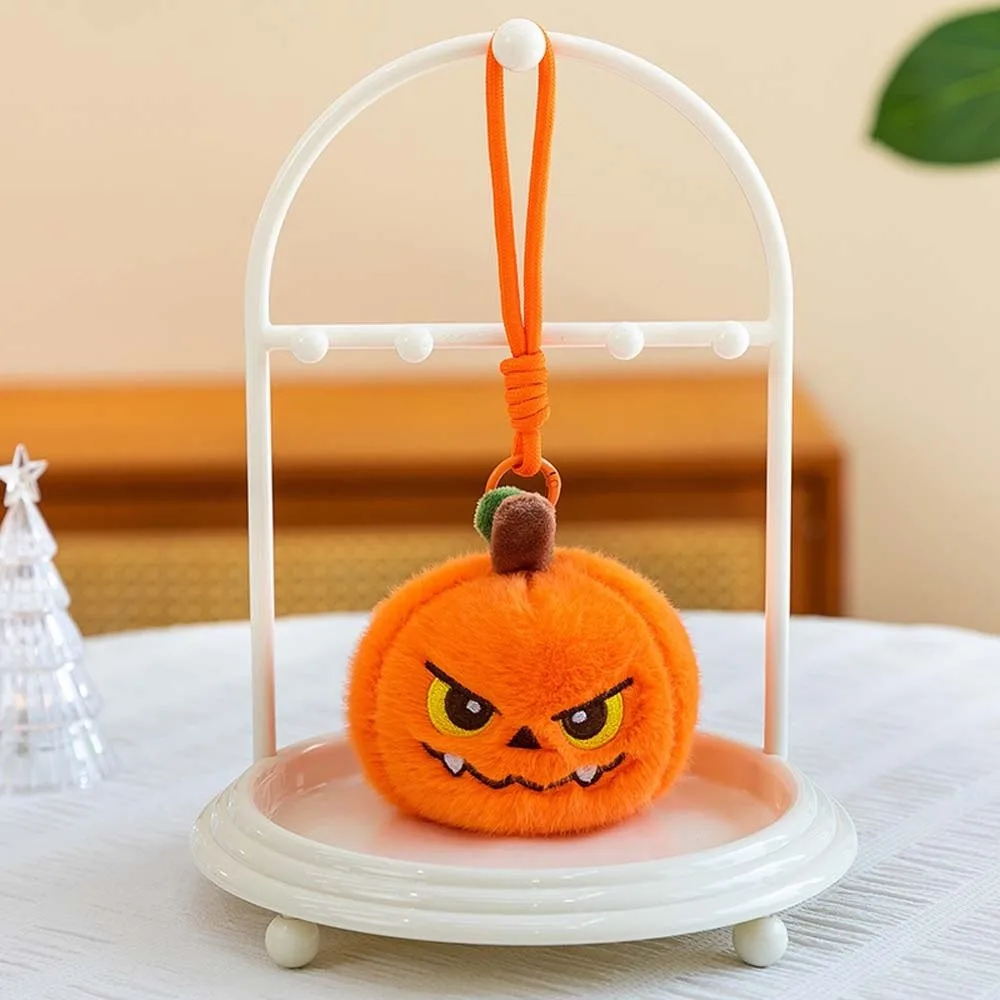 Soft Fabric Pumpkin Key Chain Lightweight Compact Size Halloween Stuffed Comfortable Texture Adorable Style
