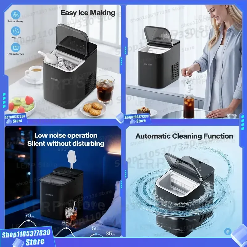 Portable Mini Electric Ice Maker 16 Square Cubes Plastic Housing for Home Use