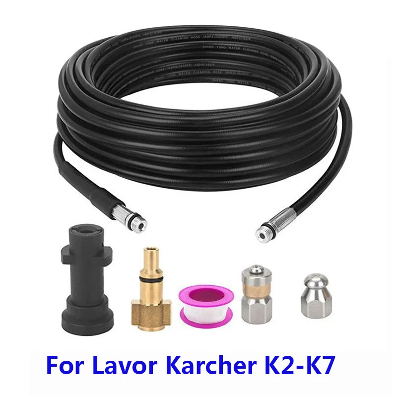 High Pressure Washer Hose 6/15M Pipe Cord Sewer Drain Water Cleaning Hose Sewer Jetter Pipe Kit for Lavor Karcher K2-K7 Connect