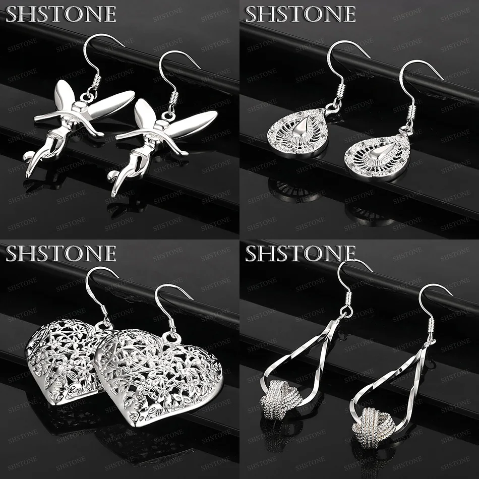 

Красивое серебро 925 пробы, сказочное сердце, двойное кольцо с каплями воды, переплетенные серьги-капли, популярные ювелирные изделия для женщин, свадебная вечеринка