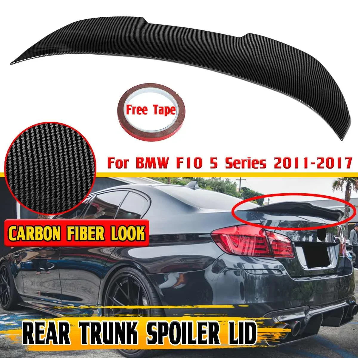 

PSM Style Car Rear Trunk Boot Lip Spoiler Wing Lip For BMW F10 5 Series 2011-2017 Rear Trunk Lid Tail Wing Decoration Body Kit