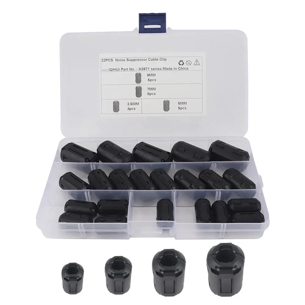 

22pcs Clip on Ferrite Ring Core Bead Choke RFI EMI Noise Suppressor Cable Clips for USB Audio Video Power Cord