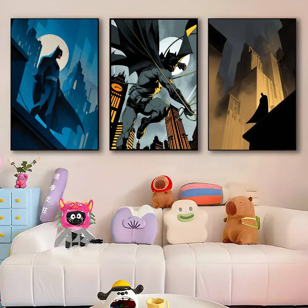 Black Cool Manga Cartoon B-Bat-M-man Posters HD Print Vintage Wall Art Decor for Home Study Room
