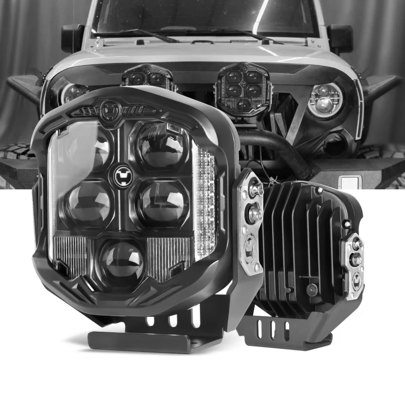 For Wranglers/Pickups/UTVs: 7-Inch Round Off-Road LED Driving Lights, 95W Combo Beam with Side Spotlight Function