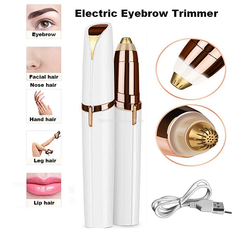 USB Electric Eyebrow Trimmer Painless Eye Brow Epilator Mini Shaver Razors Portable Facial Nose Hair Remover Depilator Make Tool