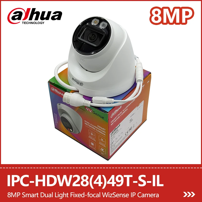 

Dahua 4MP 8MP 4K Dual Light IP Camera IPC-HDW2849T-S-IL IPC-HDW2449T-S-IL IP67 Built-in Mic Human&Vehicle Detection Security Cam