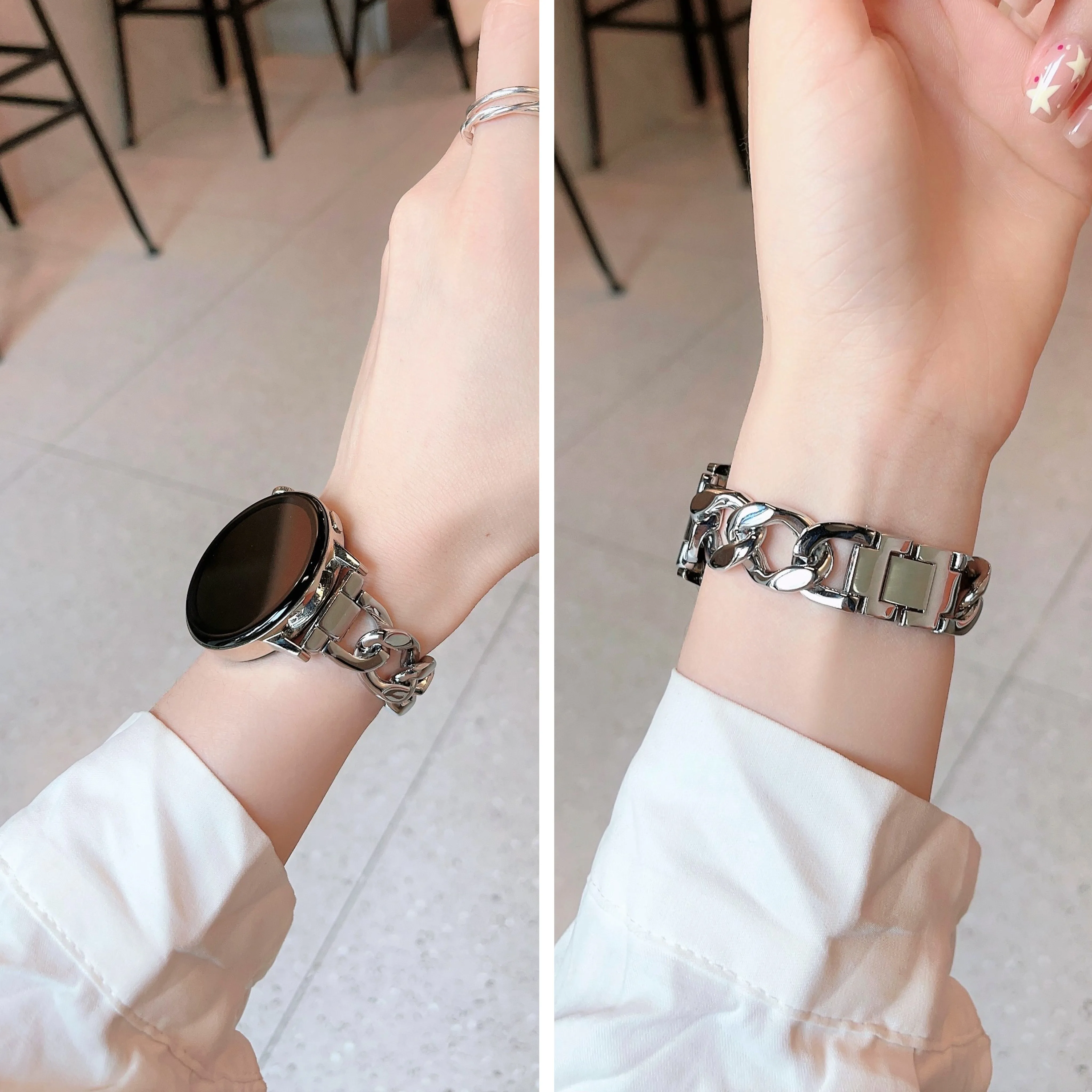 �y�Z�[�����z20mm 22mm���^���`�F�[���u���X���b�g Samsung Galaxy Watch 7 6 5 4 3 40 44mm Classic 42/46mm 43/47mm Huawei GT3 GT4 Amazfit GTS�Ή�