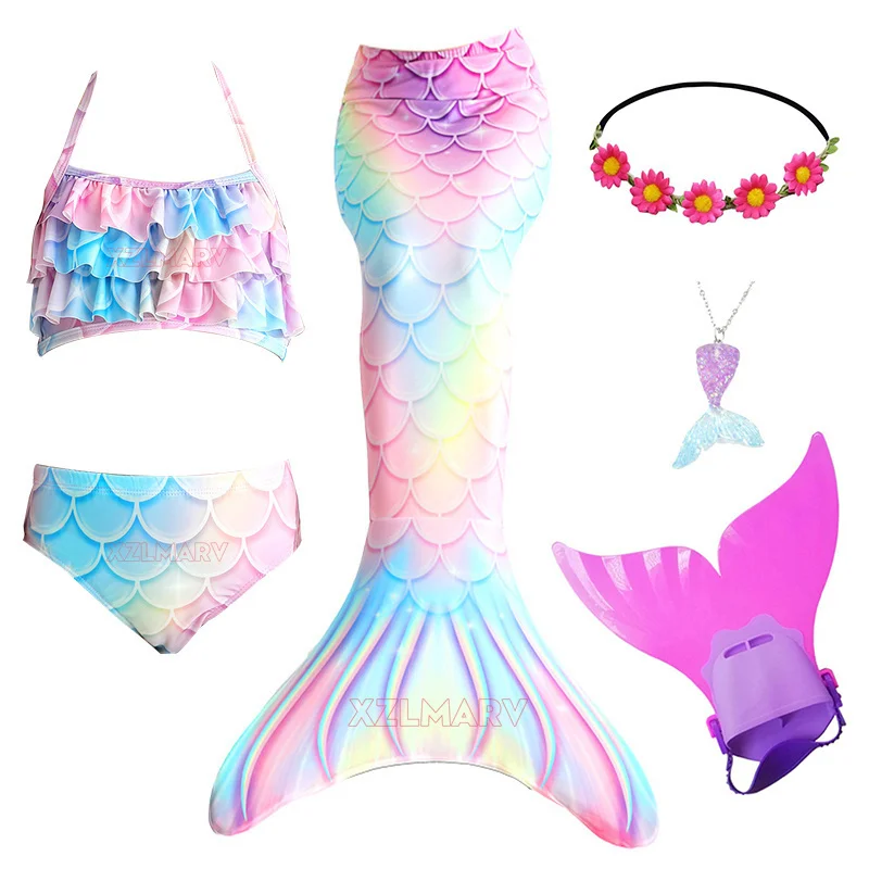 New Girls Mermaid Tail Swimsuit for Swimming Kids the Little Mermaid Costume Cosplay Children\'s Beach Clothes Swim Bathing Suit