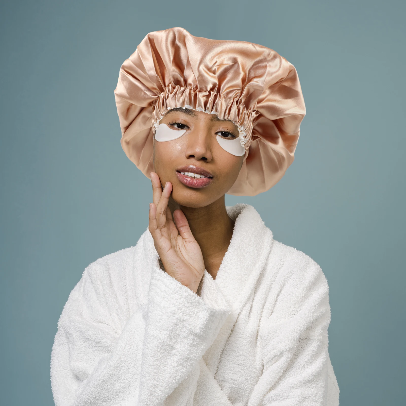 

Satin Hair Care Bonnets Elastic Sleep Hat Caps for Women Household Bathing Hats