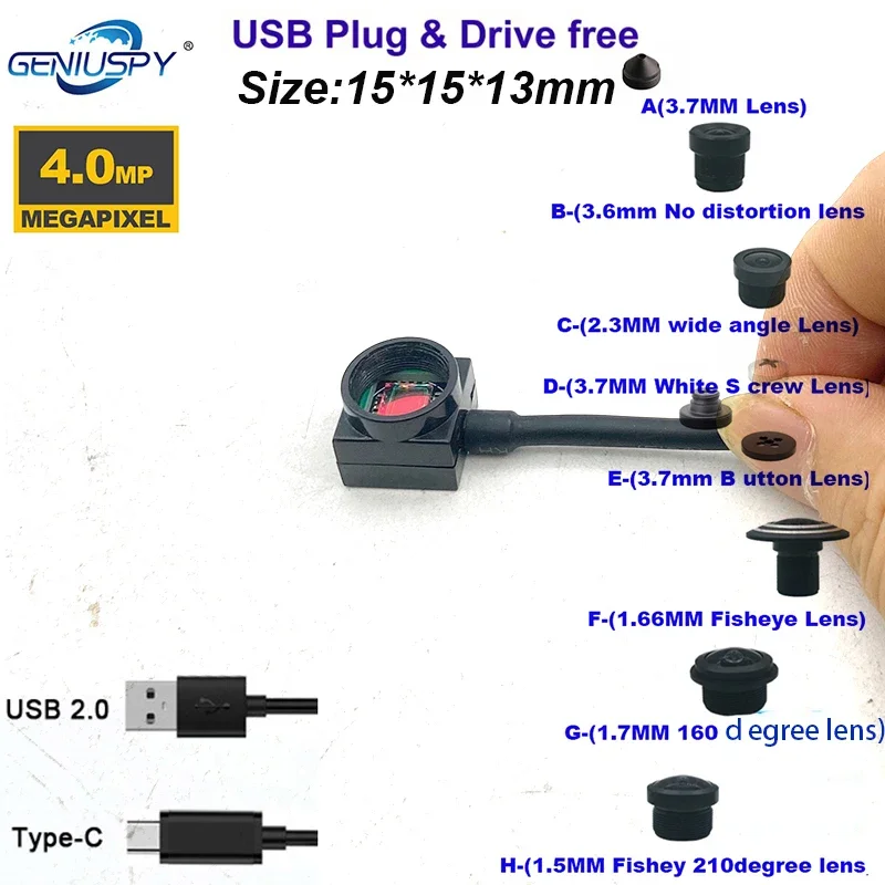 15x15mm 2K 4MP 30fps No Audio Webcam UCV Mini USB Camera With Wide Angle Lens Cctv Indoor Camcorder Security Video Cam