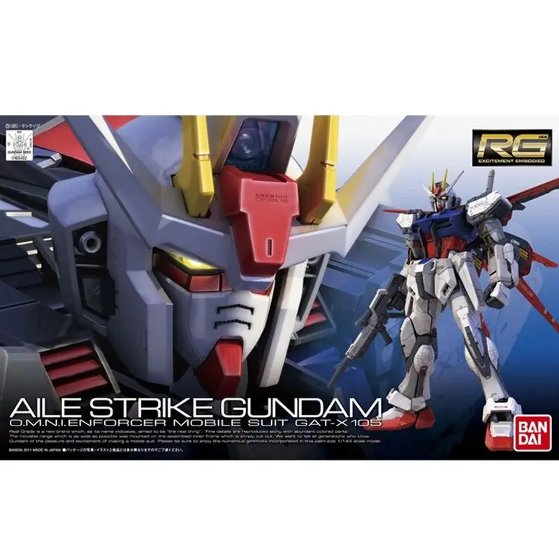 In Stock BANDAI ANIME MOBILE SUIT GUNDAM RG 1/144 GAT-X105 AILE STRIKE GUNDAM Assembly Plastic Model Action Toys Figure Gift