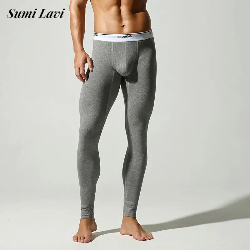 

Повседневные мужские длинные брюки, облегающие эластичные дышащие брюки, пижамы, осень-зима, теплое нижнее белье, мужские брюки для бега