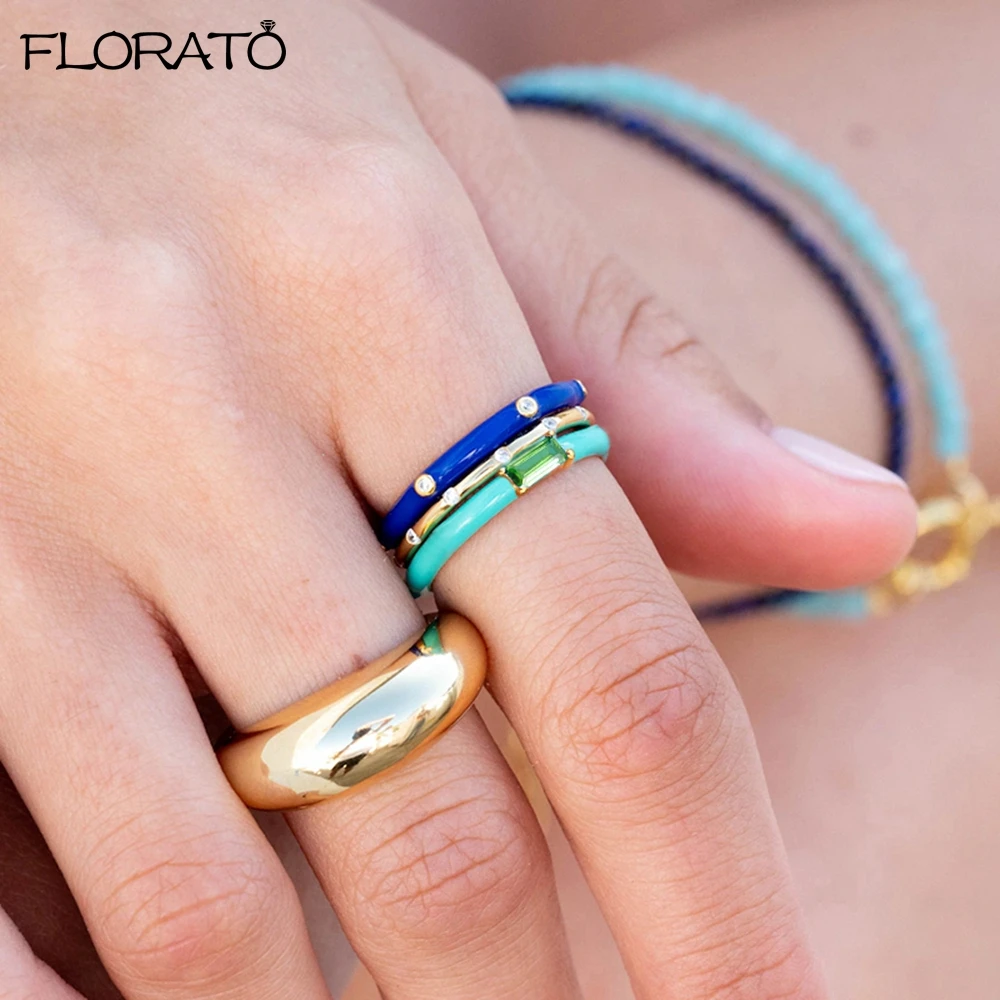 Women's Colorful Enamel Ring, 24K Gold Plated Candy Colors Gift