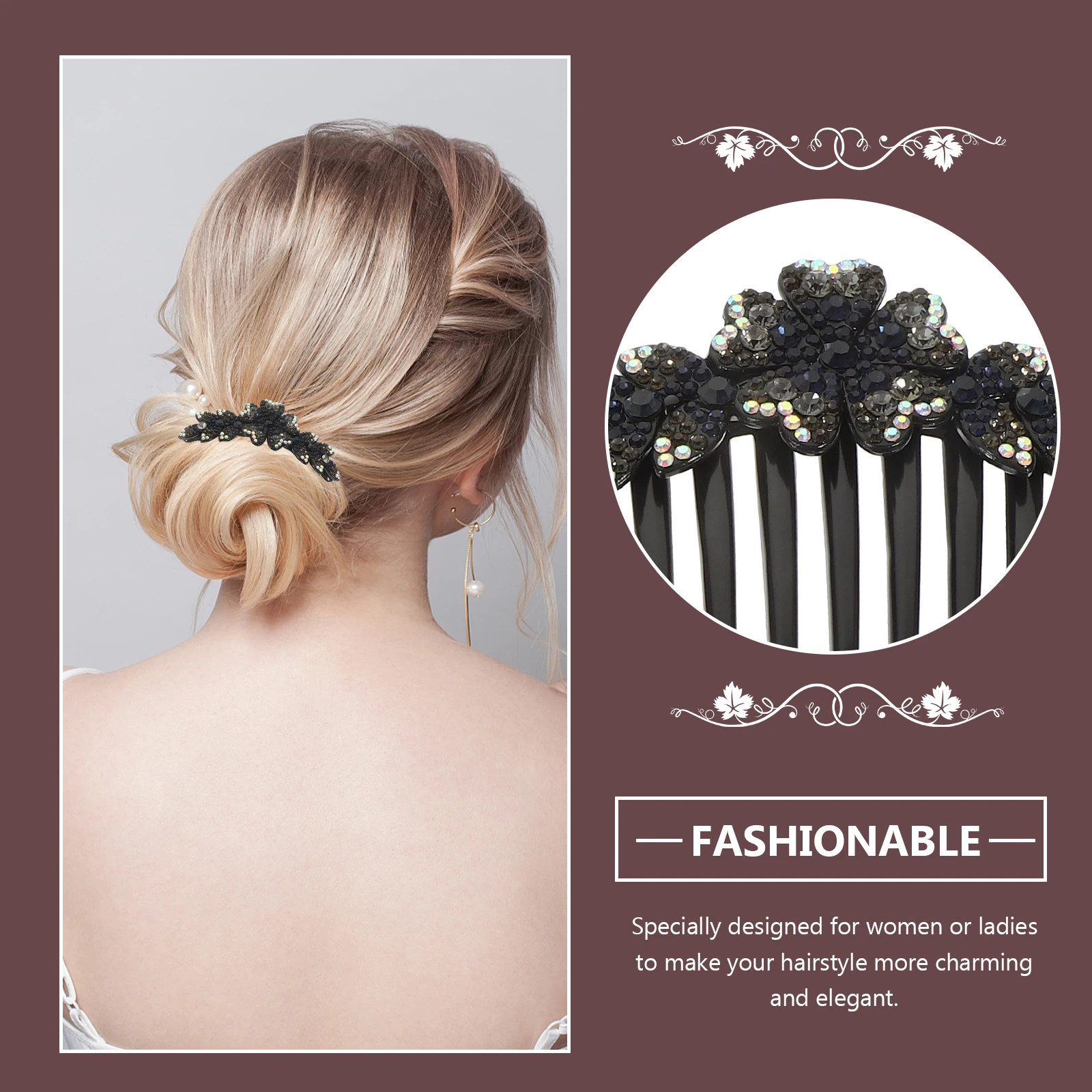 

4pcs Full Drill Rhinestone Hair Combs Decorative Bridal Wedding Accessories Side Clips for Women Diamond Combs