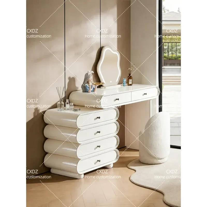 Dresser chest integrated Italian light luxury bedroom retractable cream wind master bedroom small makeup table 2026 new