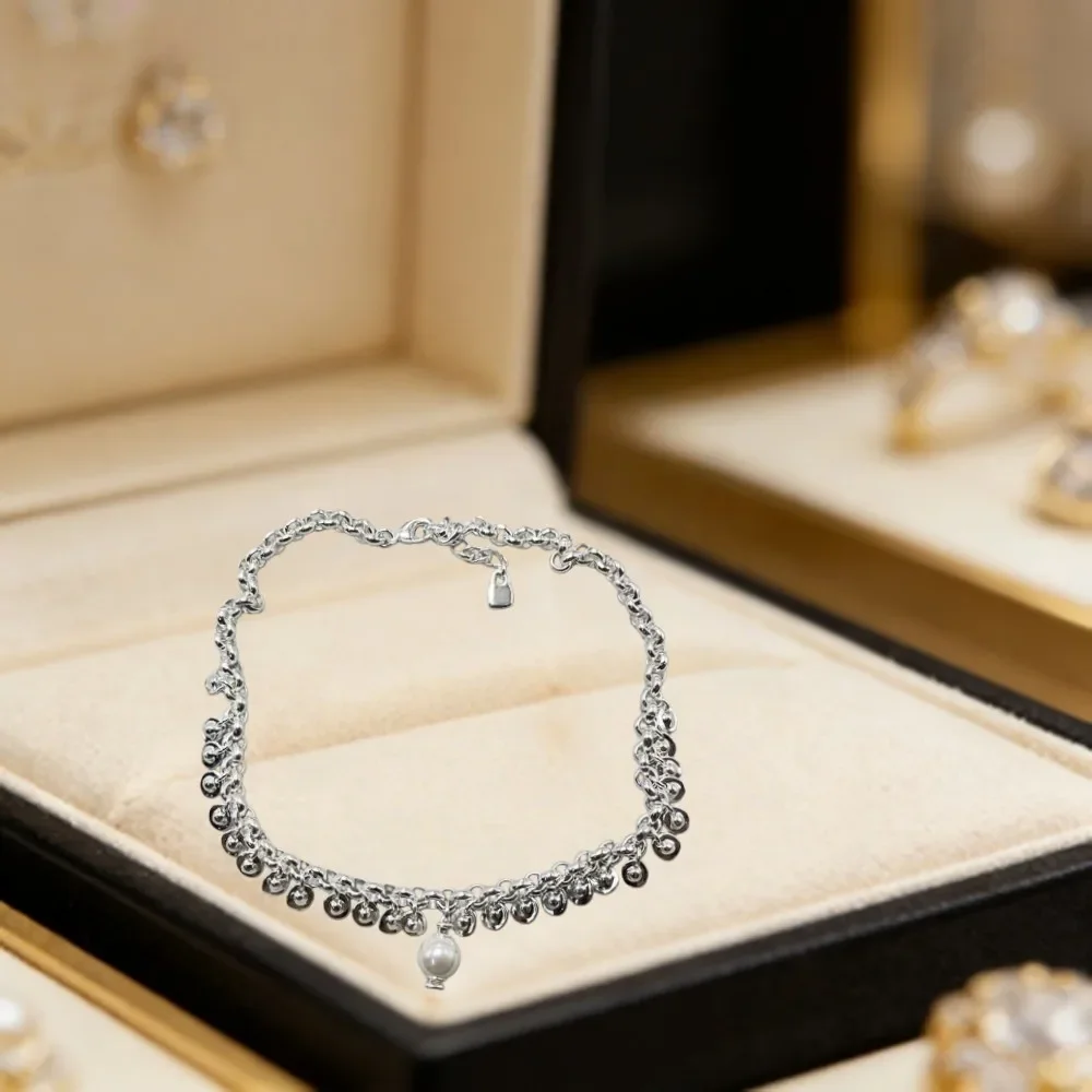 2026 Spain Elegant Court Style Silver Pearl Wheat Spike Tassel Necklace Jewelry Accessories Romantic Gift