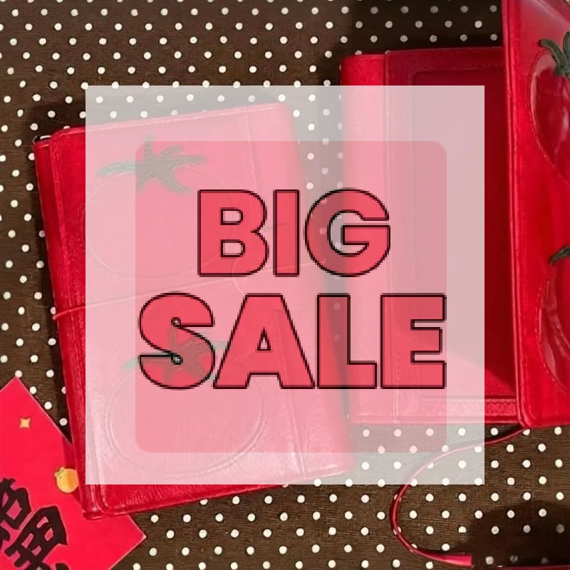 A6 Red Tomato Three Fold Loose Leaf Notebook PU Binder Photocards Collect Book Diary Agenda Planner Stationery