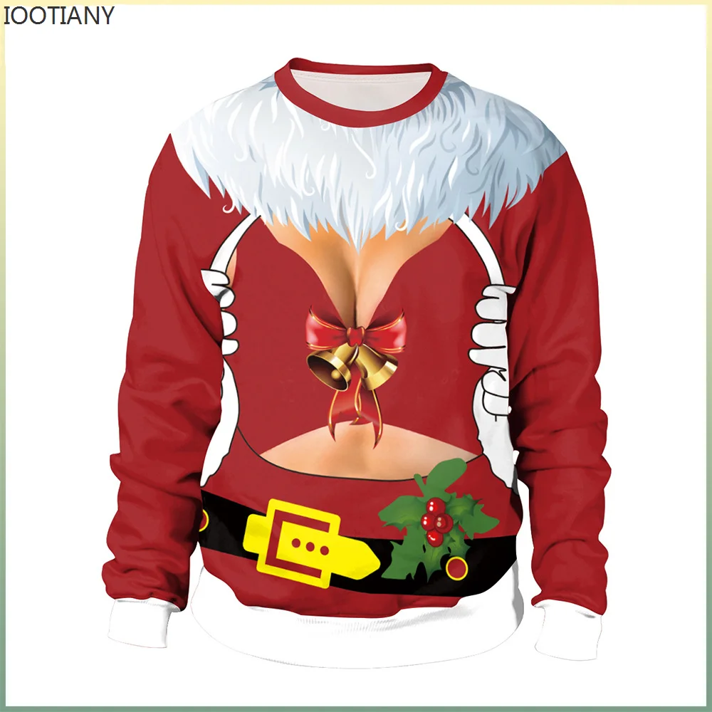 

IOOTIANY New 3D Digital Printed Hoodie Women Casual Long Sleeve O-Neck Pullover Christmas Clothing Sweatshirt