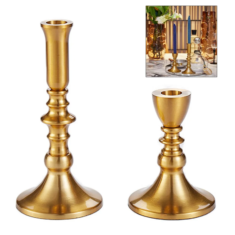 ديكور الموقد حامل شموع نحاسي حامل شموع ذهبي مقاوم للطرف حجم مريح حامل آمن أنيق للمدفأة