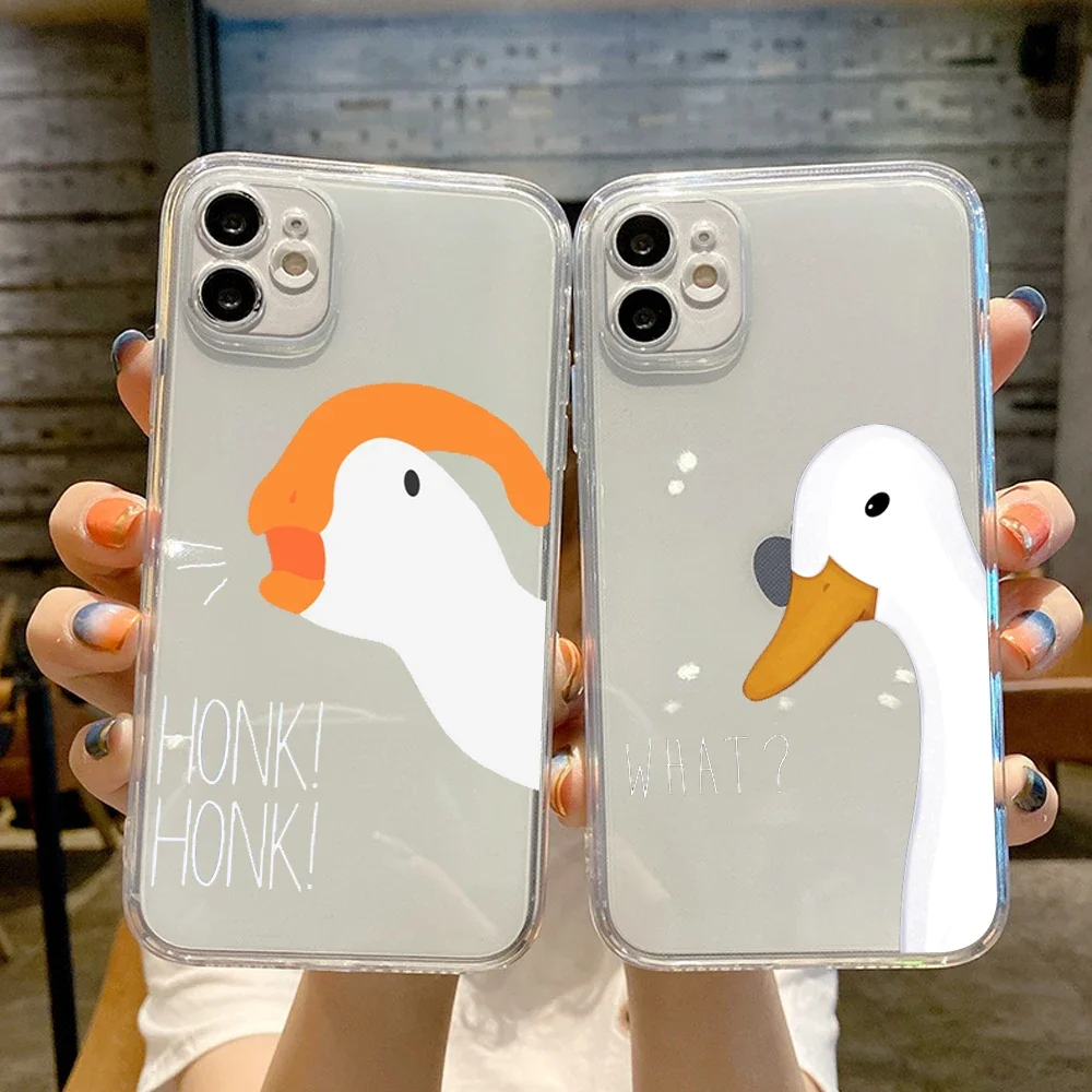 Duck Goose game cartoon Phone Case Transparent For iphone 15 13 12 11 14 Pro Max Mini X XR XS 7 8 15 plus 13 14 max phone Covers