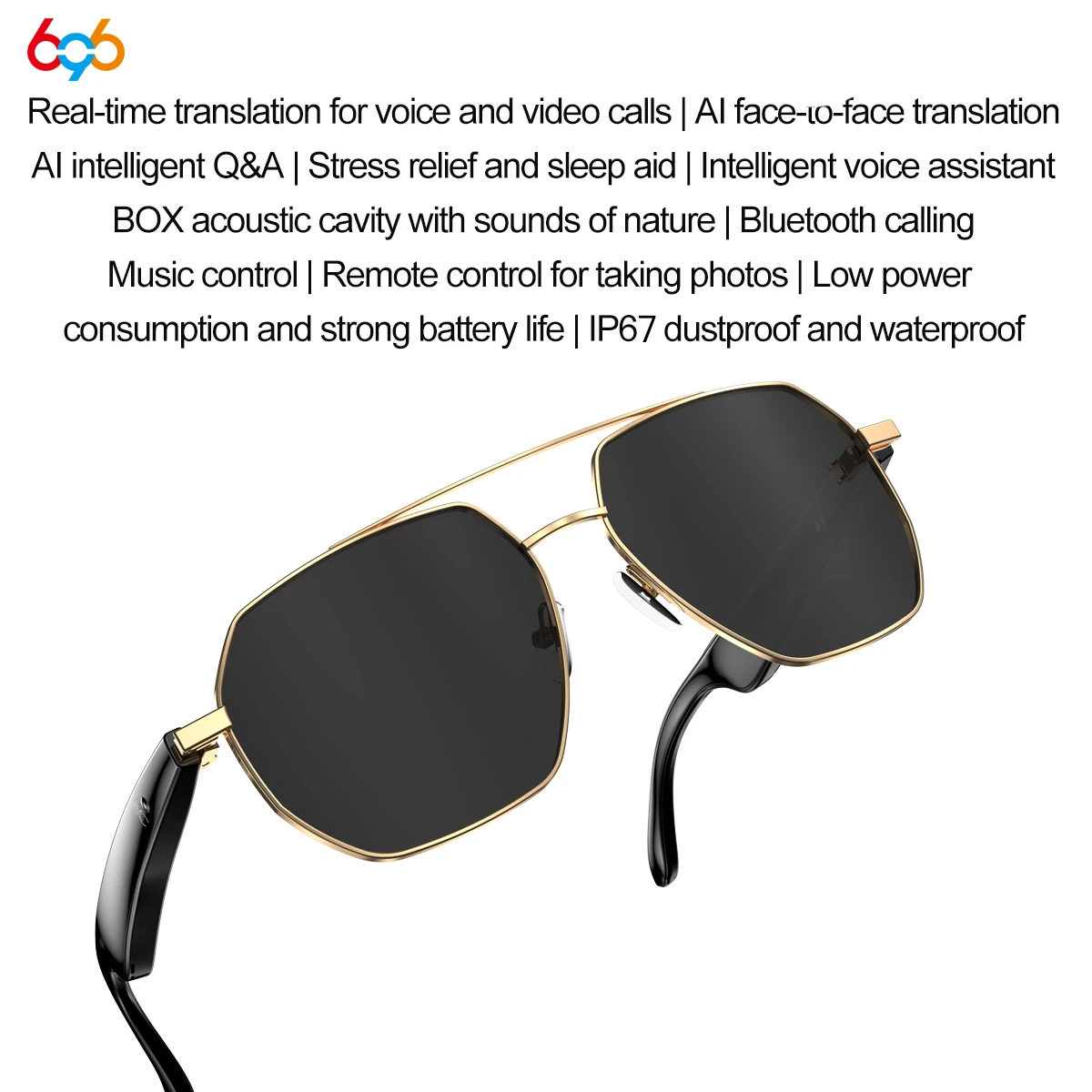 

New AI Voice Video Call Real-time Translation Intelligent Question Answering Smart Glasses UV Protection Sport BT Sunglasses