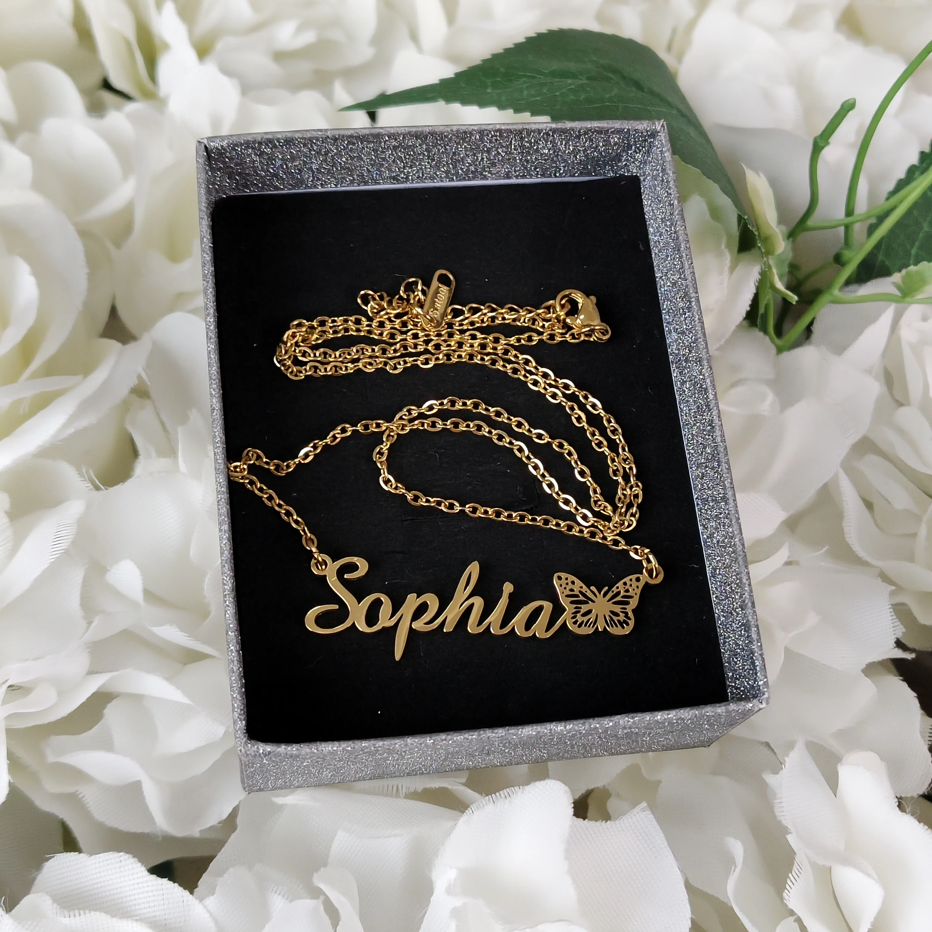 DHQH Customized Name Butterfly Necklace Bracelet Personalized Letter/Logo Butterfly Set Birthday Gift Manufacturer Direct Sales
