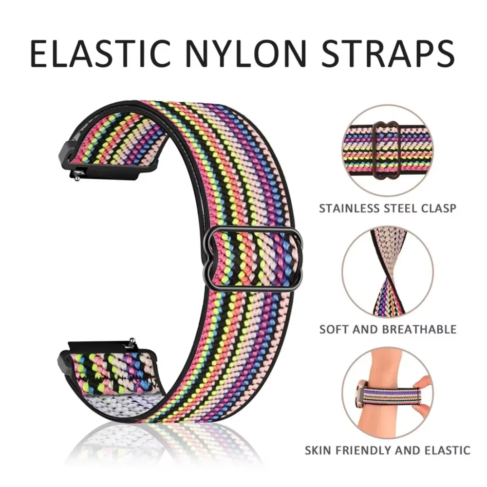 Nylon Band for Amazfit GTS 4 3 2 2e Mini, GTR 42mm, 20mm 22mm Stretch Loop for Samsung Galaxy Watch 7 6 5 4, Quick Release