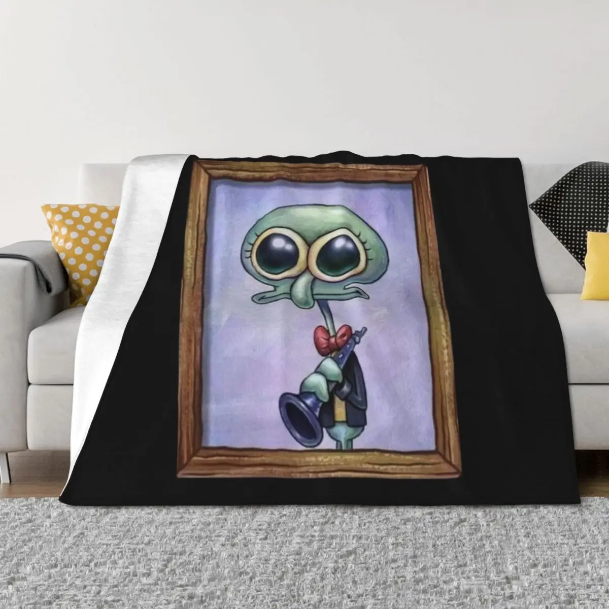 

Squidward Painting Portrait Throw Blanket Comforter Bed Multi-Purpose blankets and throws Blankets