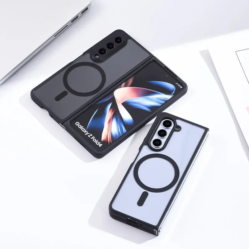 

Transparent Magnetic Phone Case for Samsung Galaxy Z Fold 6 5 4 3 Protective Back Cover for ZFold4 ZFold5 ZFold6 Case Shell