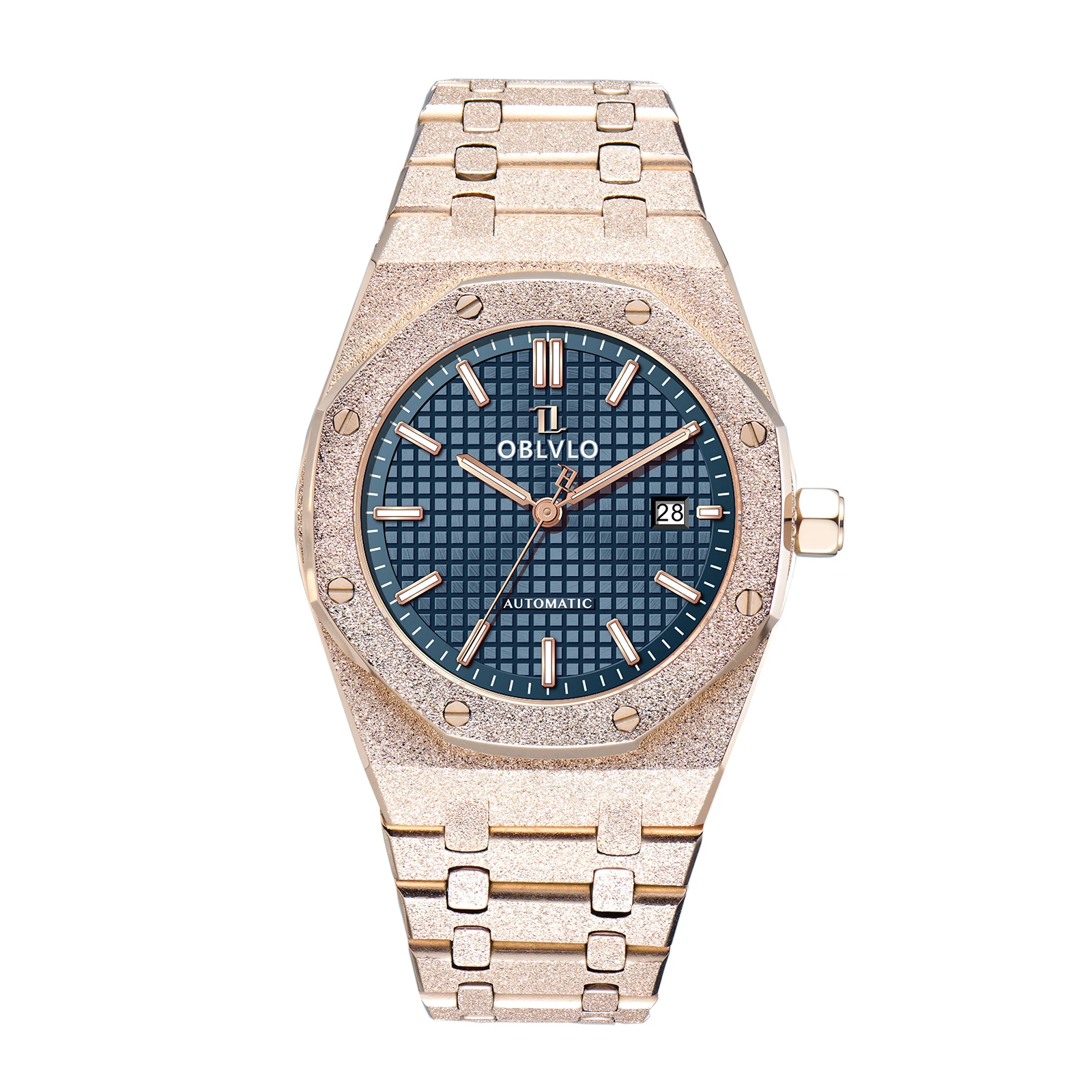 OBLVLO ساعة أوتوماتيكية للرجال 41 مللي متر Vinatge ساعة يد ميكانيكية مضيئة الياقوت مرآة ميوتا 8215 الهراء الهاتفي