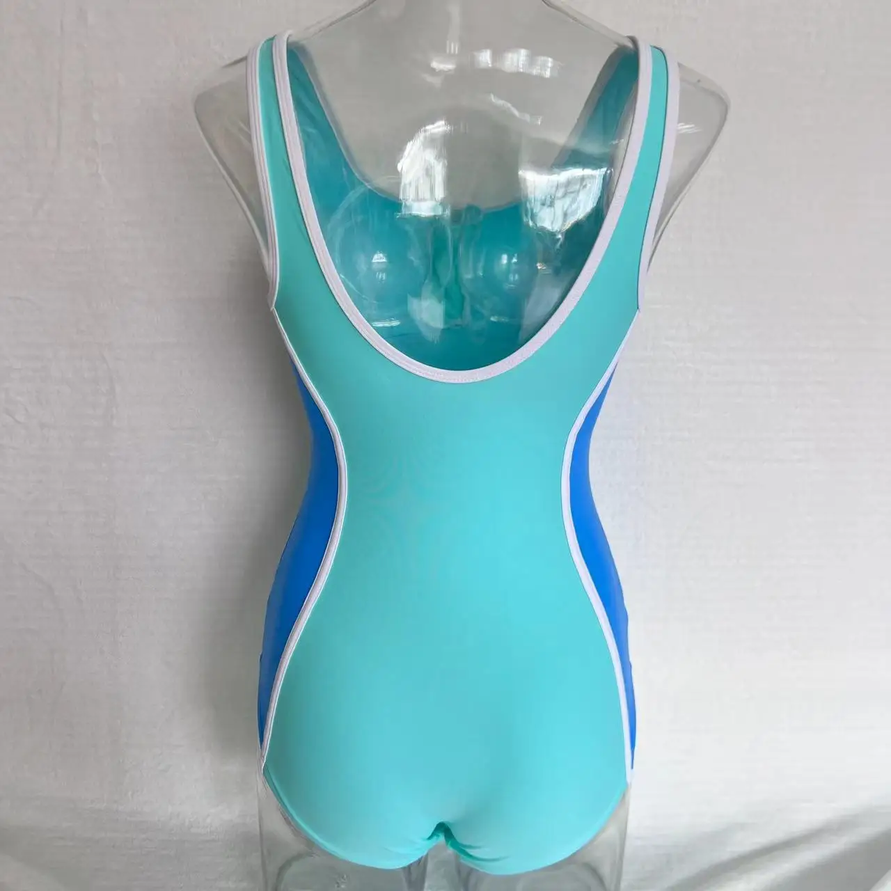 One-piece Swimsuit New White Slim Conservative Backless Sporty Women Triangle Racing