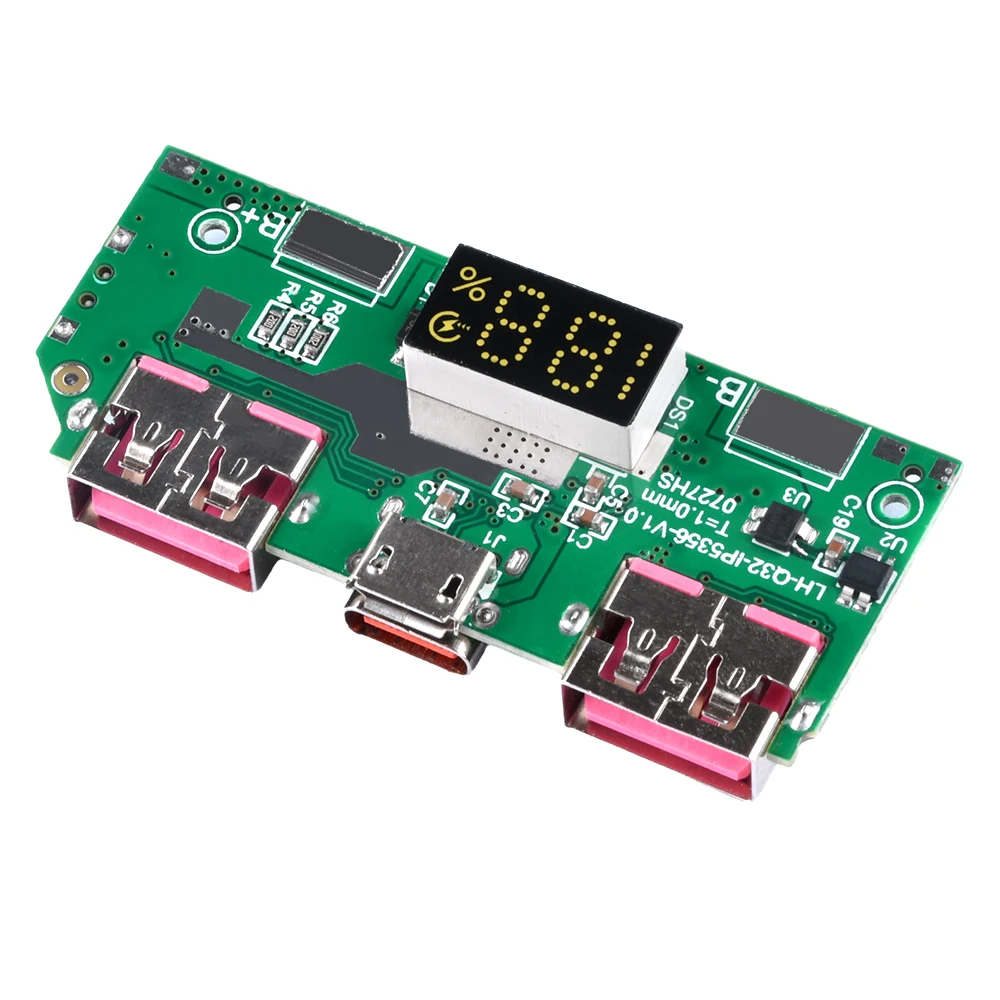 TYPE-C Micro USB 5V 3A Lithium Battery Digital Display Fast Charging Module IP5356 QC3.0 2.0 PD3.0 PD2.0/AFC/FCP