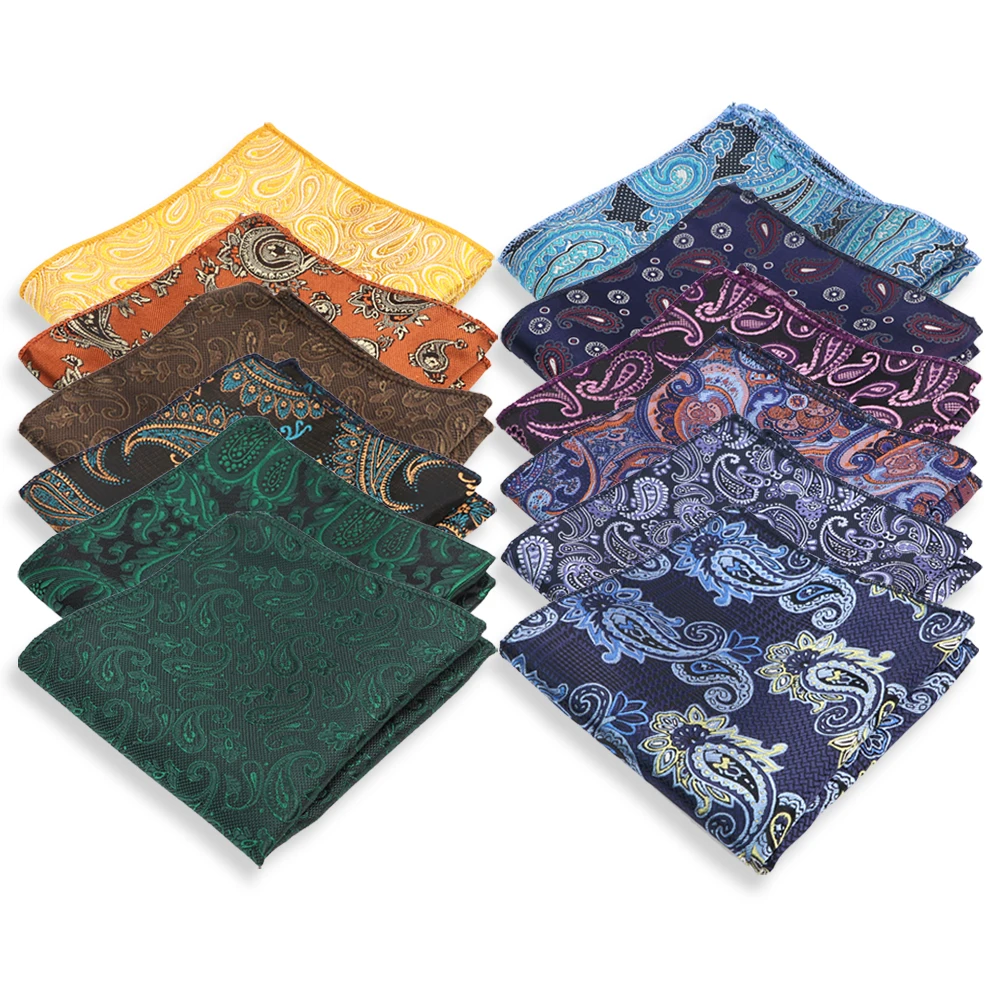 

Hot Sale Gracefully Paisley Handkerchiefs Casual Blue Brown Pocket Square Hankies For Dinner Party Daily Wear Shirt Accessories