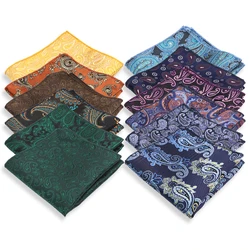 Hot Sale Gracefully Paisley Handkerchiefs Casual Blue Brown Pocket Square Hankies For Dinner Party Daily Wear Shirt Accessories