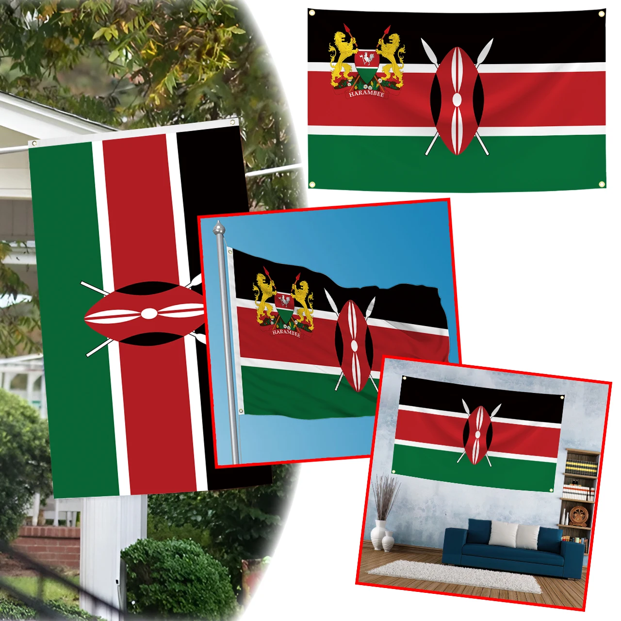 90X150Cm Kenya Flag…
