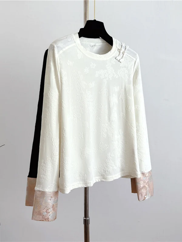 

Новый китайский свободный крой с вышивкой Sle Long Sve, круглый женский традиционный костюм Ne Base irt Autumn Faion