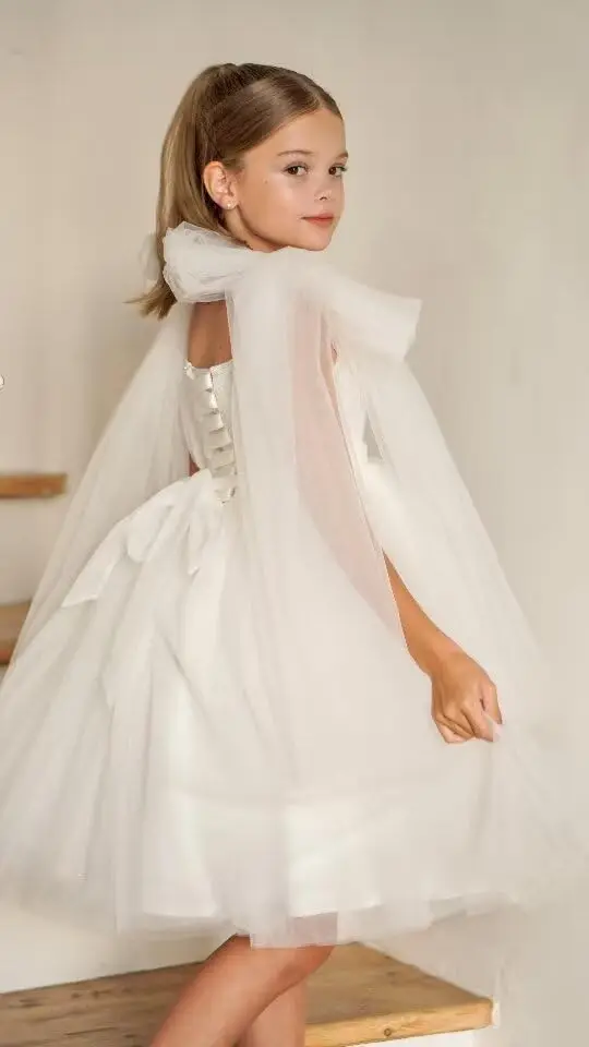 فساتين فتاة الزهور من التول لحفلات الزفاف بأشرطة سباغيتي فستان المناولة الأولى فساتين حفلات الأميرة للفتيات