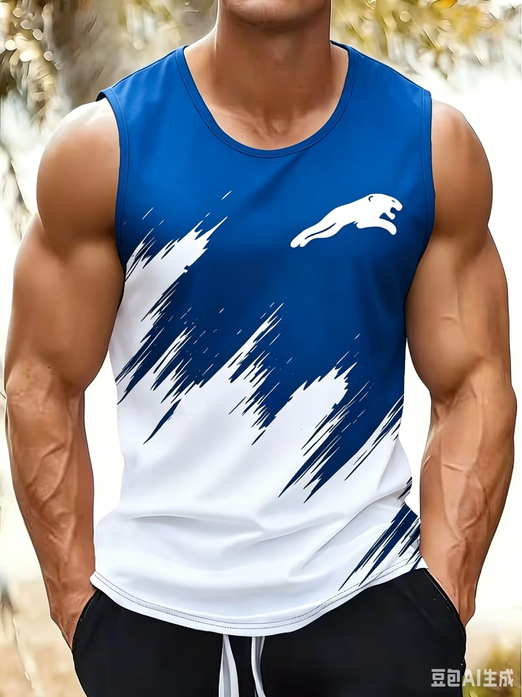 Fashion Black and white minimalism printed sleeveless men vest spring summer breathable fitness