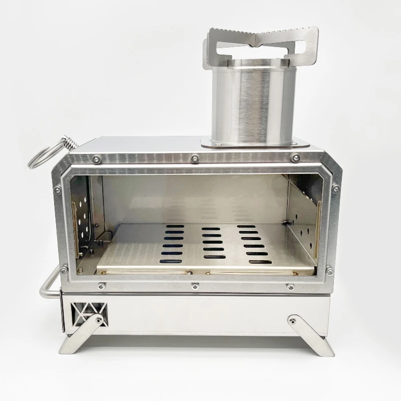 

Camping Outdoor Stainless Steel Table Top with Oven Glass View Furnace